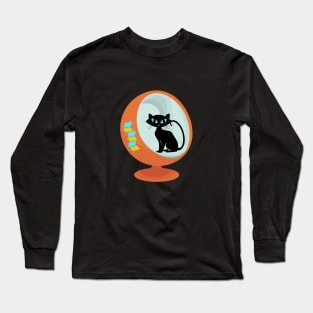 Atomic Cat in Mid Century Chair Long Sleeve T-Shirt